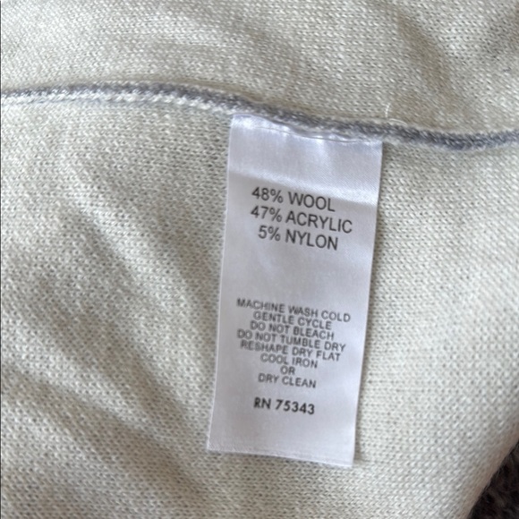 Lineamaglia Made in Italy Wool Blend Women L Stripe Hood Sweater Vest Gray Cream - Picture 8 of 8